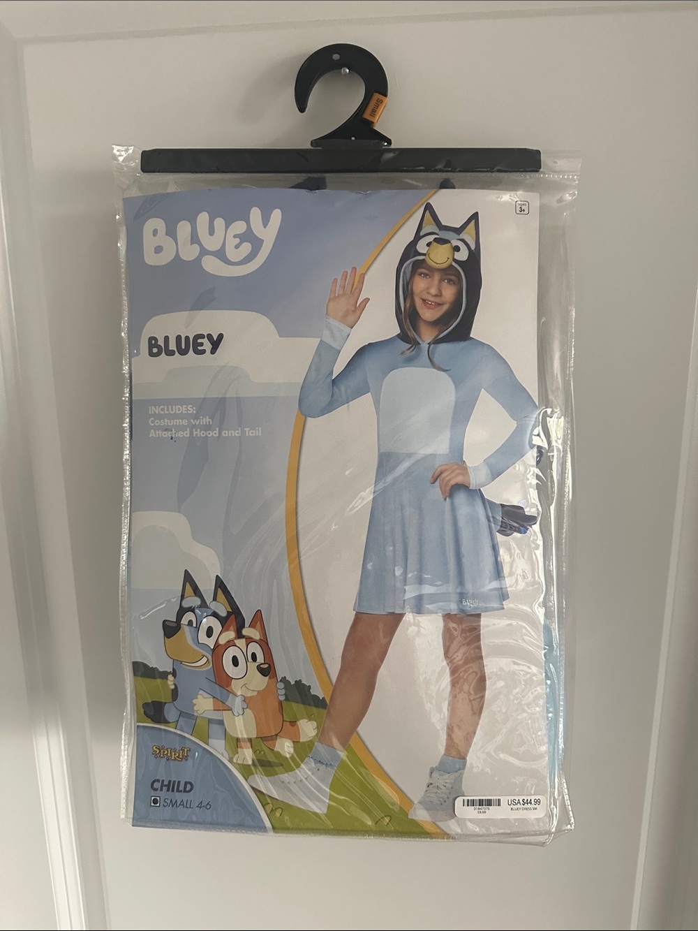 Spirit Brand Bluey Light Blue and White Kids Costume - Size Small (4-6)